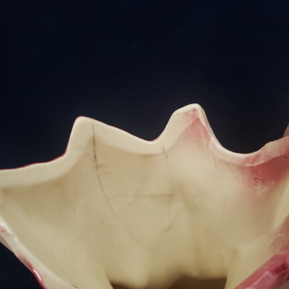 Rare McCoy Double Tulip Crocus Art Pottery Vase White Dark Pink USA - Picture 6 of 8